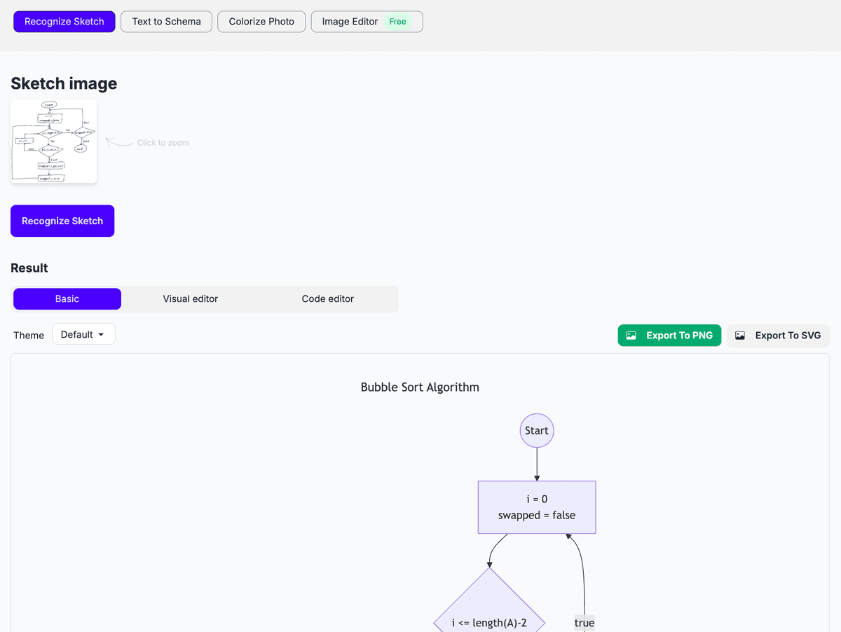 Sketch2scheme recognition result ready to edit
