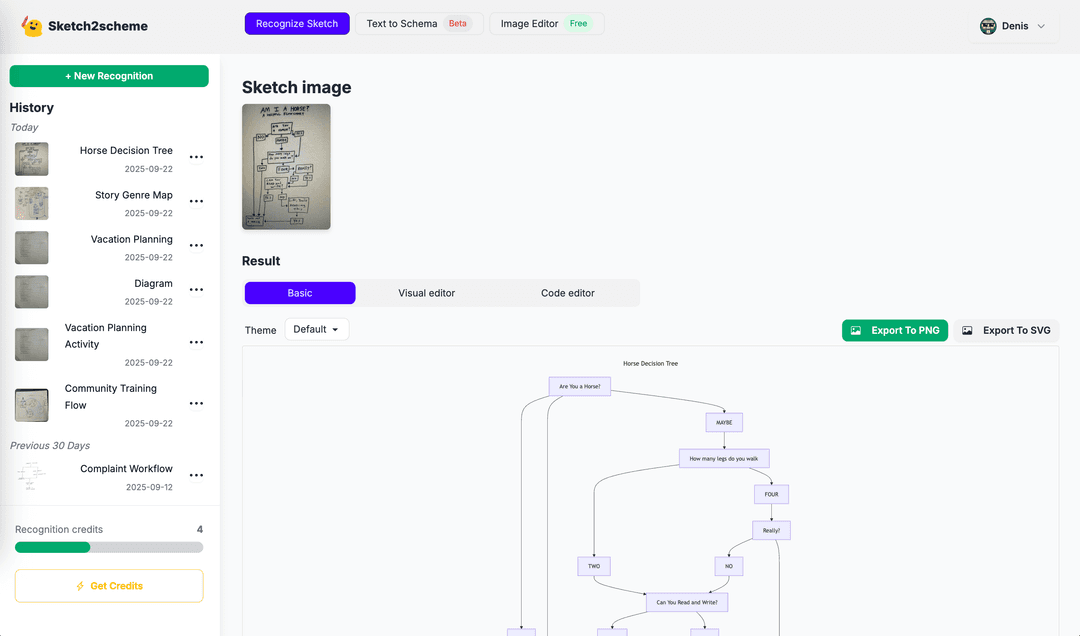 Recognize Sketch feature screenshot